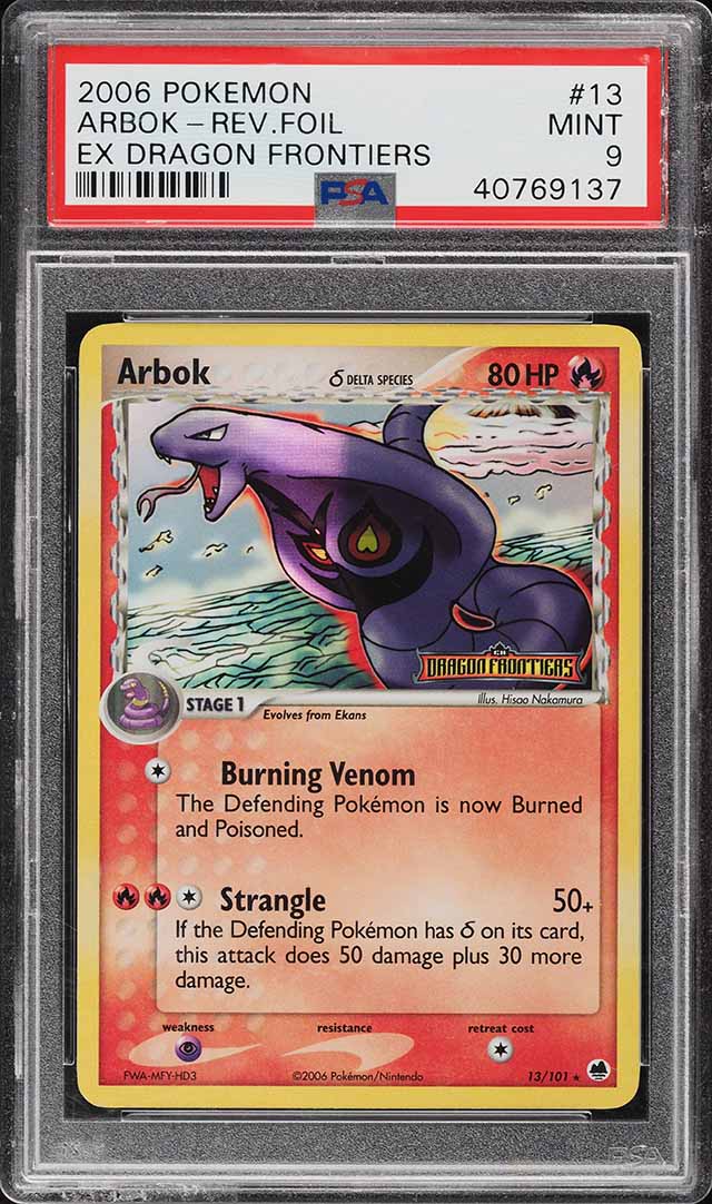 2006 Pokemon EX Dragon Frontiers Reverse Foil Arbok #13 PSA 9 MINT