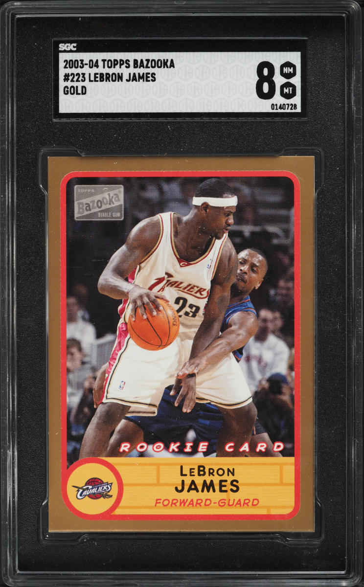 2003 Topps Bazooka White Jersey Gold LeBron James ROOKIE #223 SGC 8 NM-MT