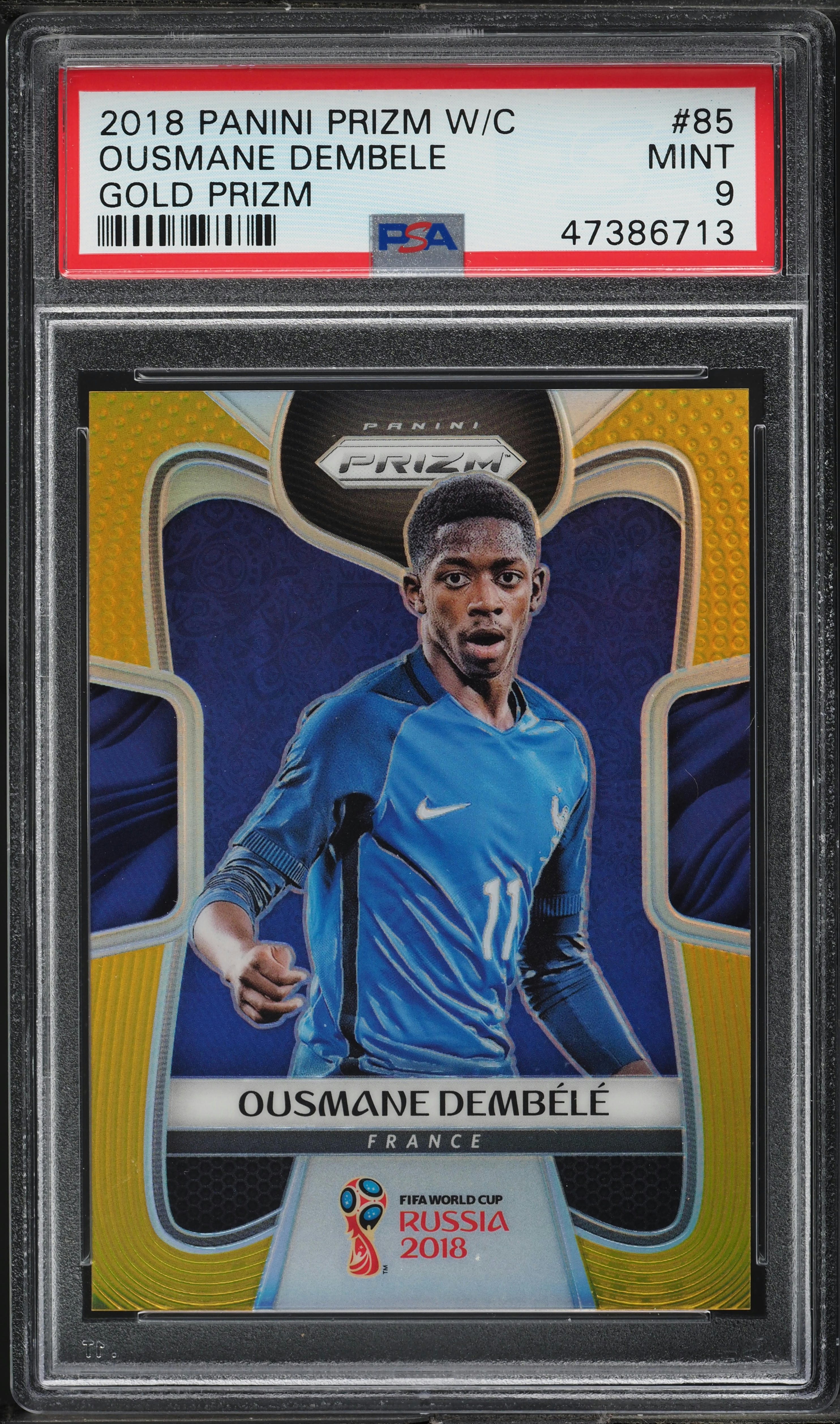 2018 Panini Prizm World Cup Gold Ousmane Dembele /10 #85 PSA 9 MINT