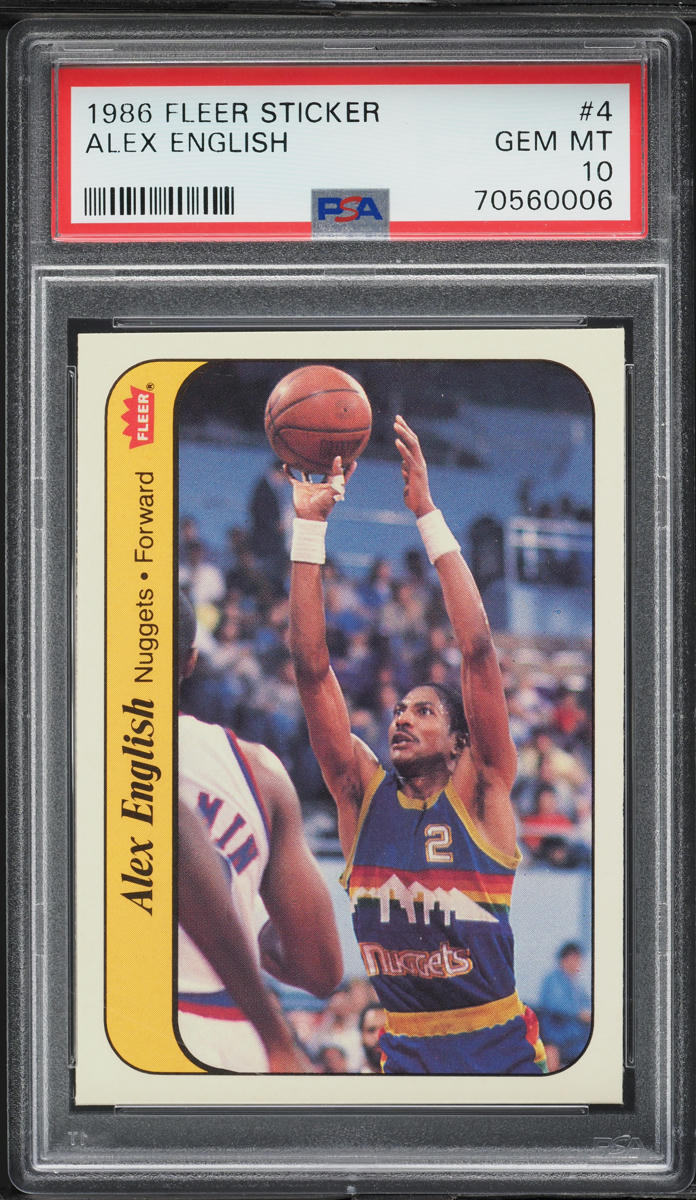 1986 Fleer Sticker Alex English #4 PSA 10 GEM MINT