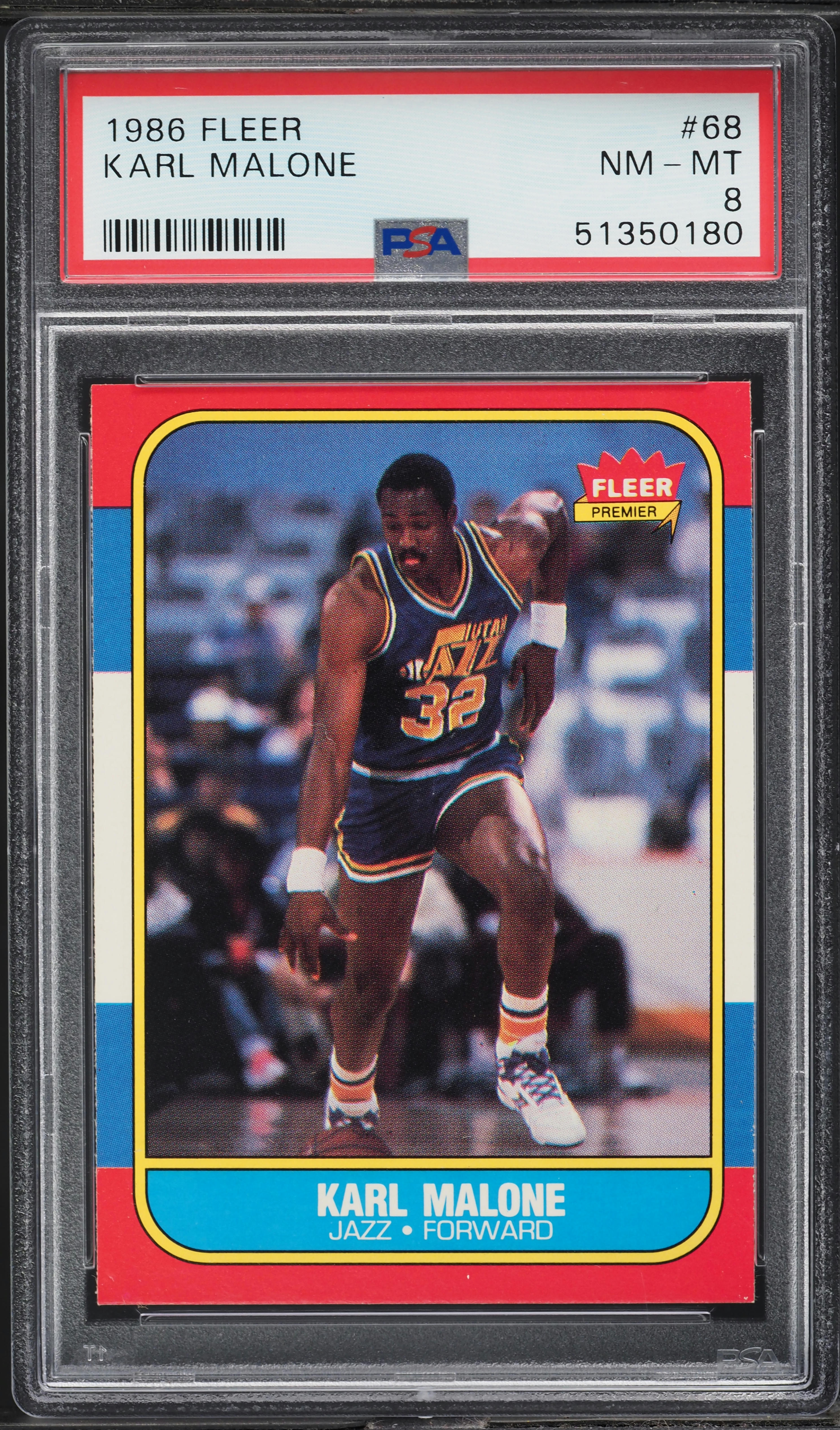 1986 Fleer Basketball Karl Malone ROOKIE #68 PSA 8 NM-MT