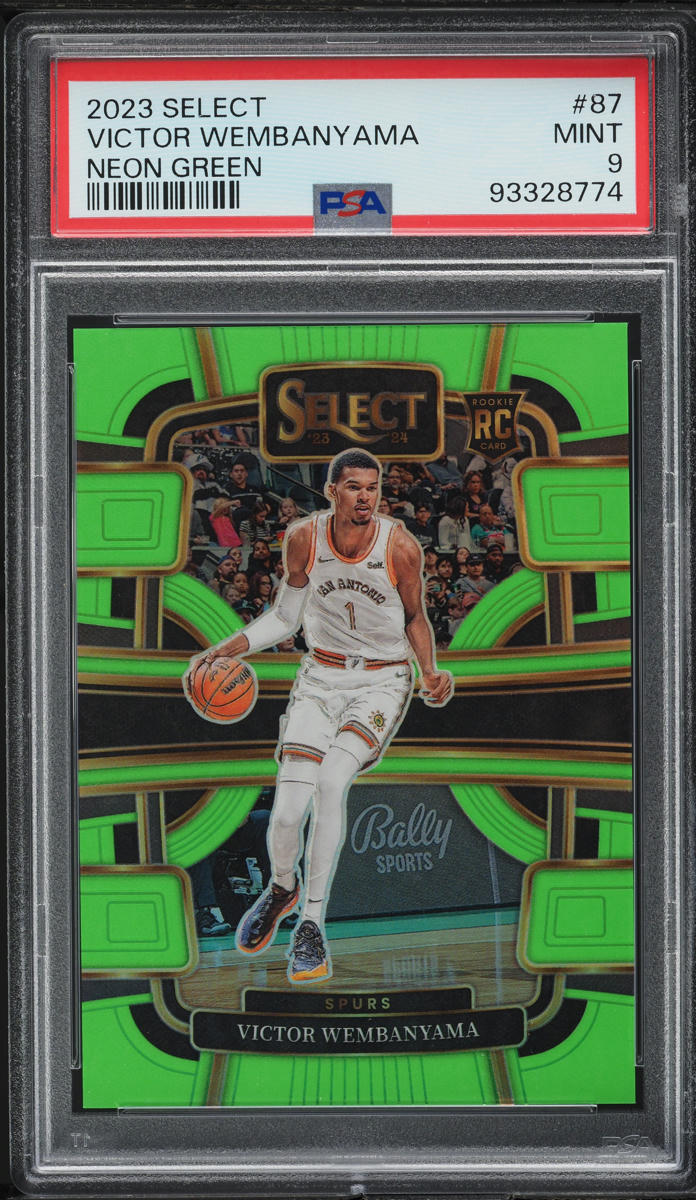 2023 Select Concourse Neon Green Prizm Victor Wembanyama ROOKIE /75 #87 PSA 9