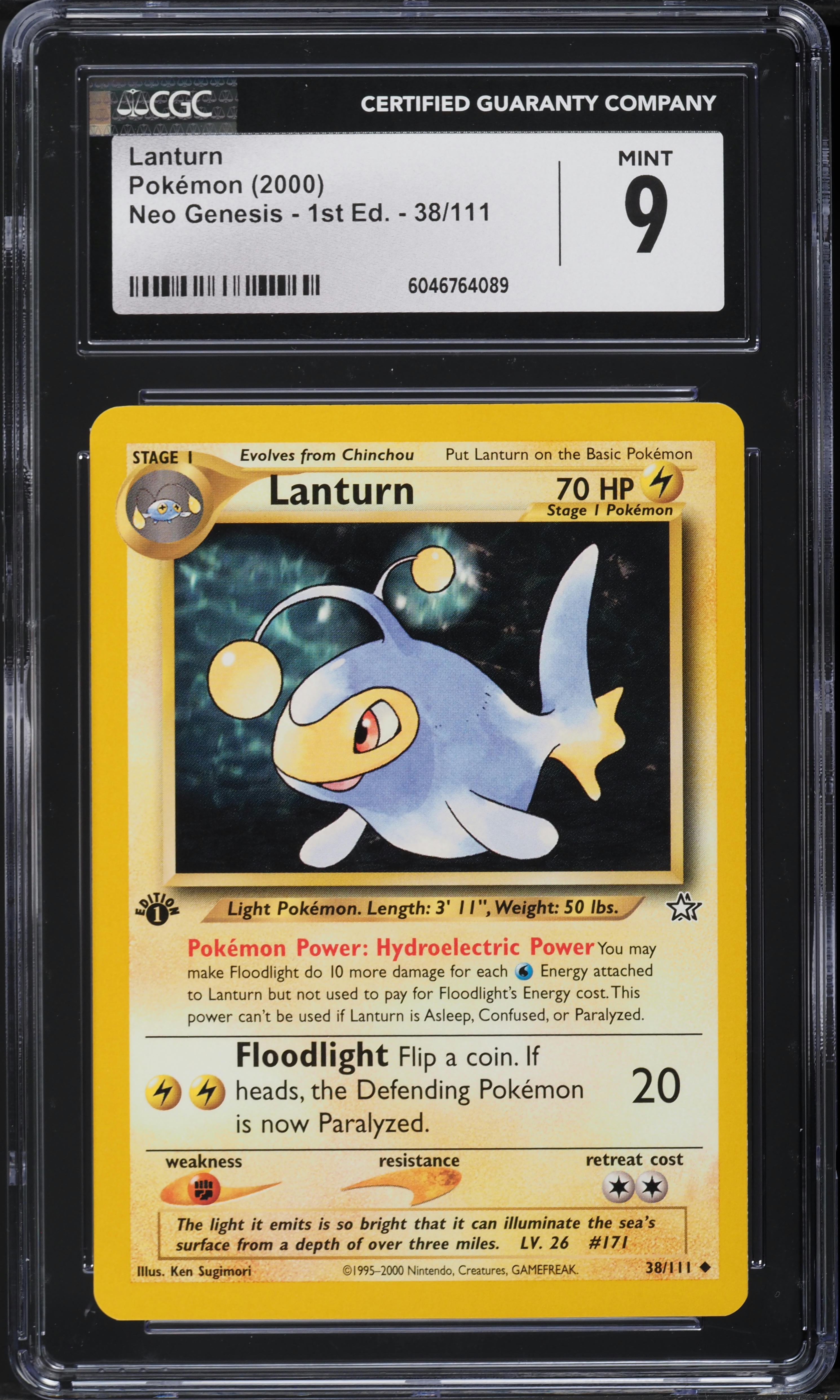 2000 Pokemon Neo Genesis 1st Edition Lanturn #38 CGC 9 MINT