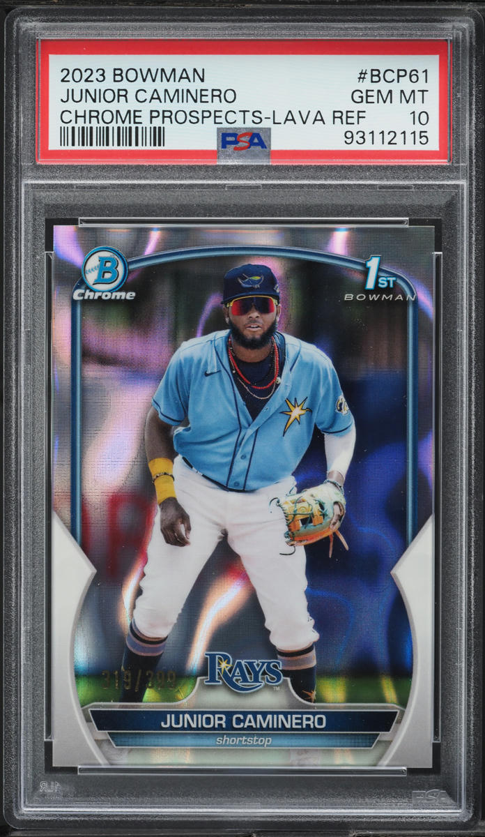 2023 Bowman Chrome Lava Refractor Junior Caminero PROSPECT /399 #BCP61 PSA 10