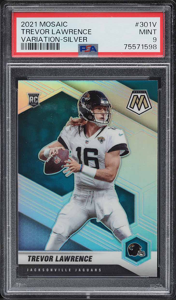 2021 Panini Mosaic Variation Silver Prizm Trevor Lawrence ROOKIE #301-V PSA 9