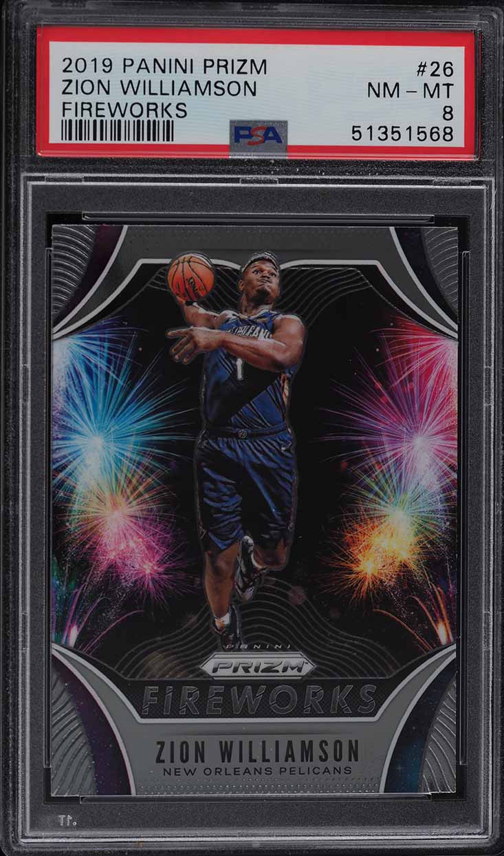 2019 Panini Prizm Fireworks Zion Williamson ROOKIE #26 PSA 8 NM-MT