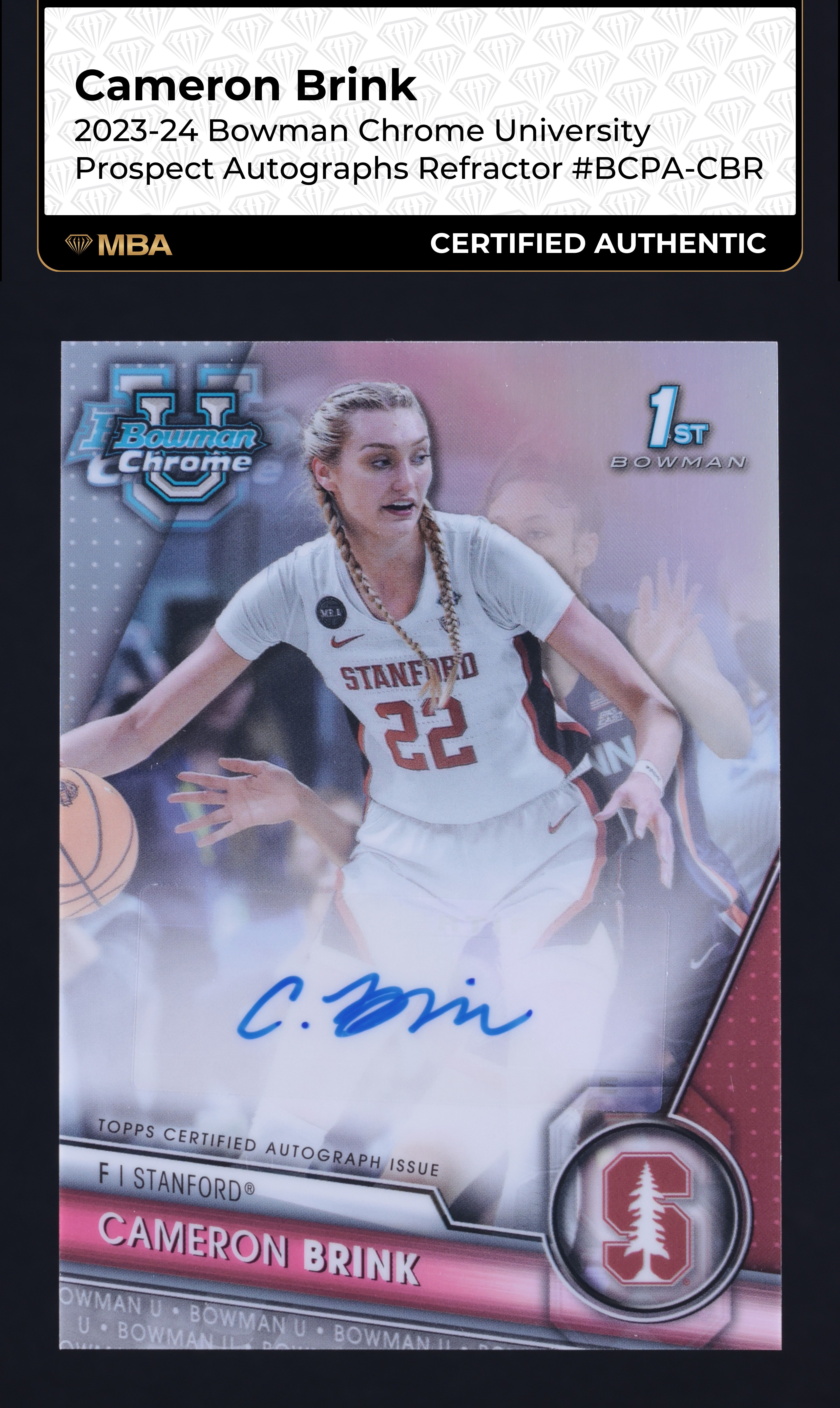 2023 Bowman Chrome U Refractor Cameron Brink ROOKIE AUTO /250 #BCPA-CBR MBA AUTH