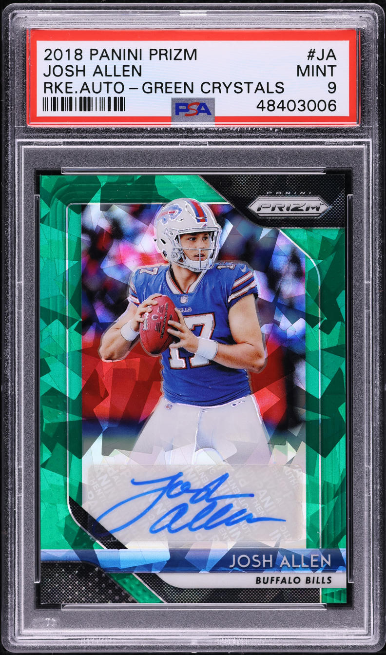 2018 Panini Prizm Green Crystals Josh Allen ROOKIE AUTO /75 PSA 9 MINT