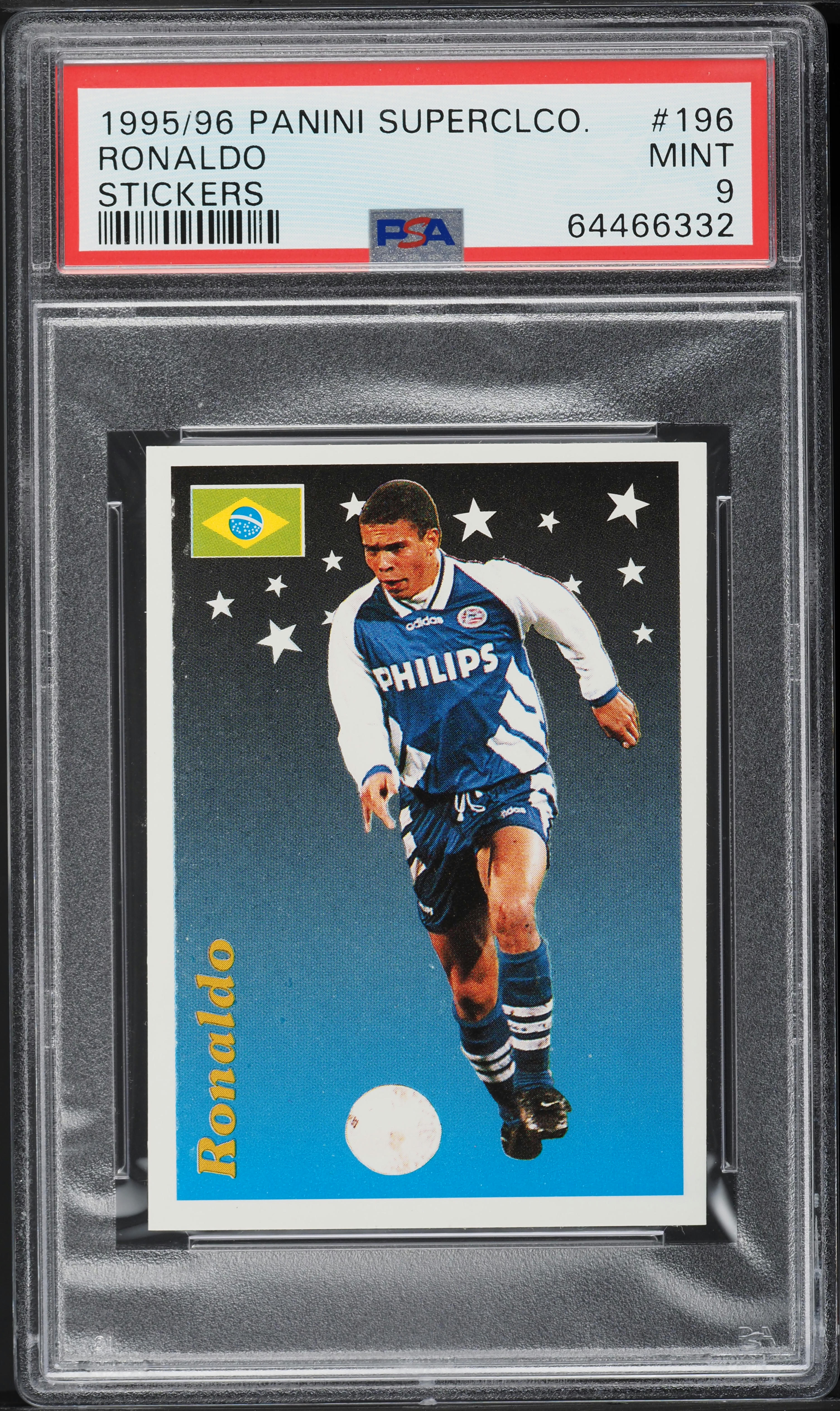 1995 Panini Supercalcio Stickers Ronaldo ROOKIE #196 PSA 9 MINT