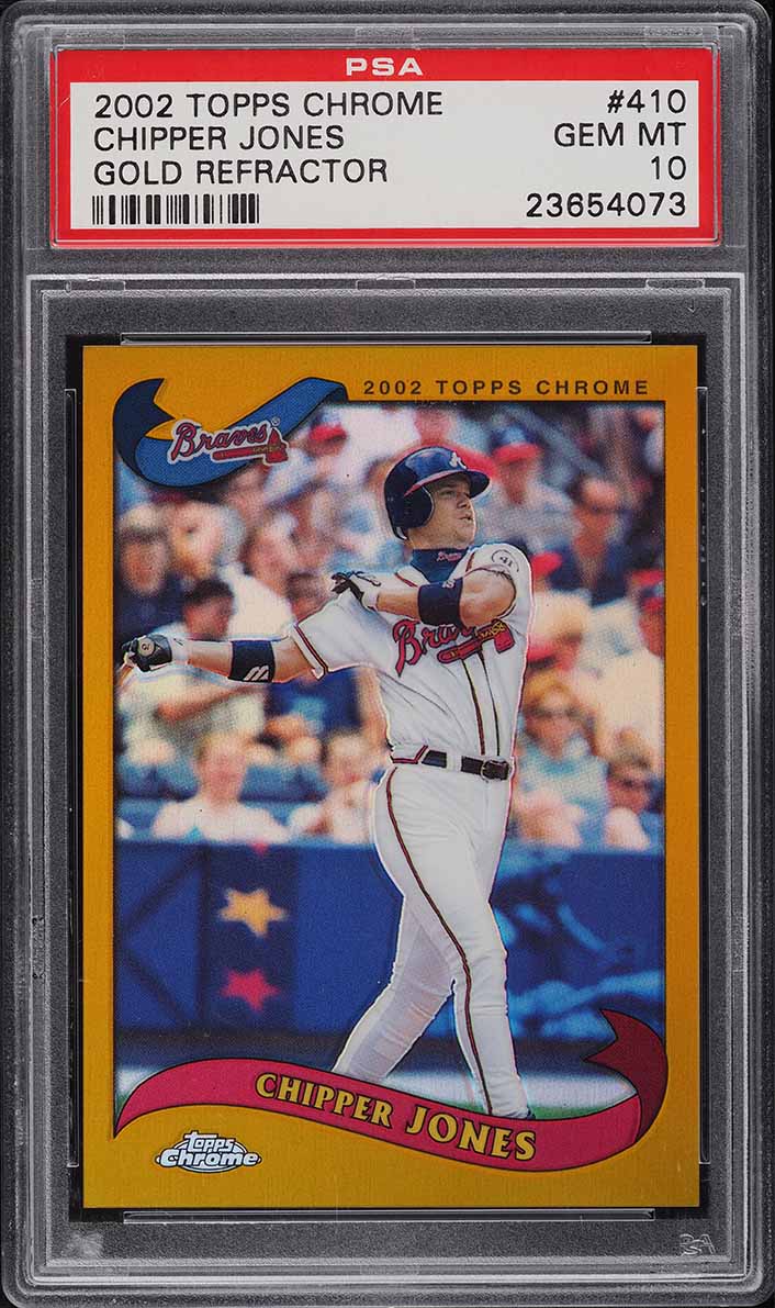 2002 Topps Chrome Gold Refractor Chipper Jones #410 PSA 10 GEM MINT