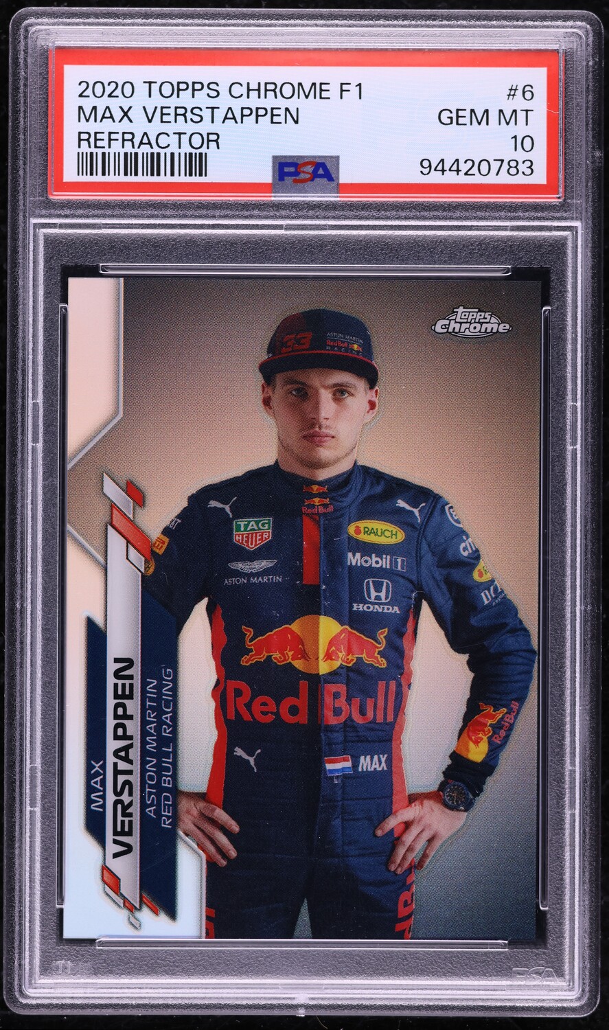 2020 Topps Chrome Formula 1 F1 Refractor Max Verstappen #6 PSA 10 GEM MINT
