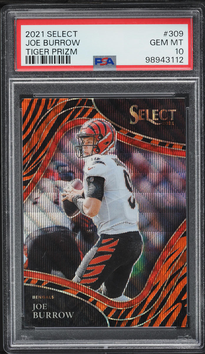 2021 Select Field Level Tiger Prizm Joe Burrow #309 PSA 10 GEM MINT
