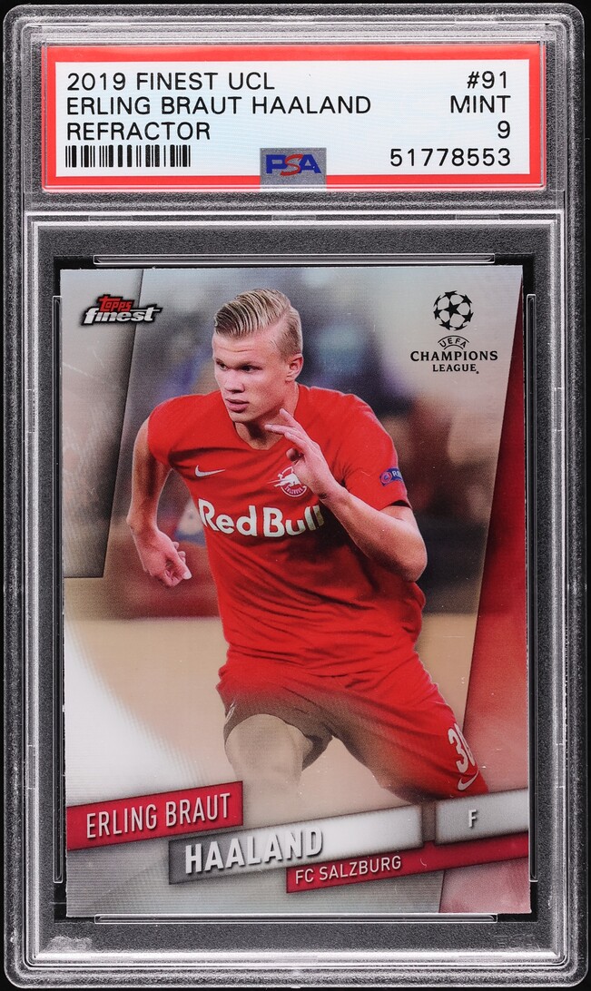 2019 Finest UEFA Champions League Refractor Erling Haaland ROOKIE #91 PSA 9 MINT