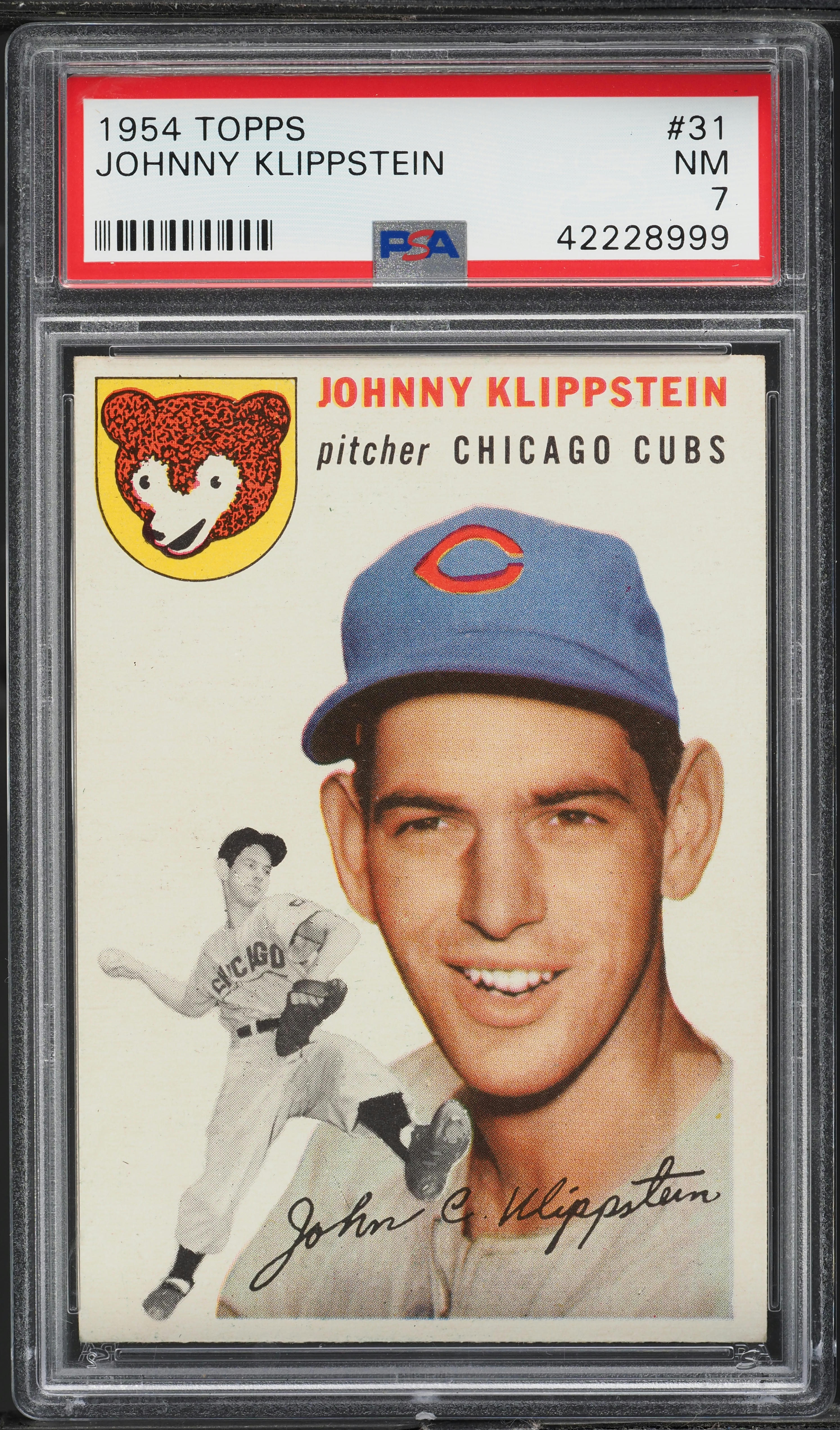 1954 Topps Johnny Klippstein #31 PSA 7 NRMT