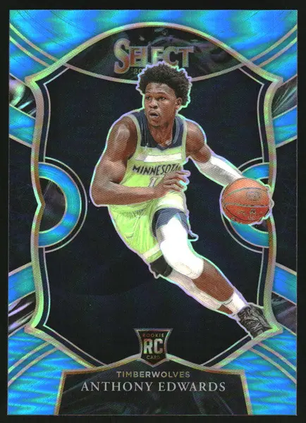 2020-21 Panini Select Light Blue Prizms #61 Anthony Edwards RC Concourse /299