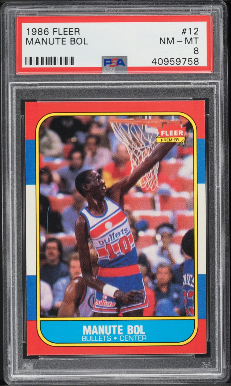 1986 Fleer Basketball Manute Bol ROOKIE #12 PSA 8 NM-MT
