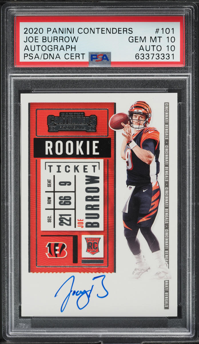 2020 Panini Contenders #101 Joe Burrow Rookie Ticket Autograph — front