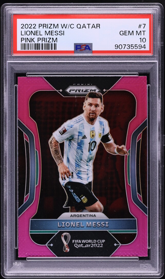 2022 Panini Prizm World Cup Qatar Pink Lionel Messi #7 PSA 10 GEM MINT