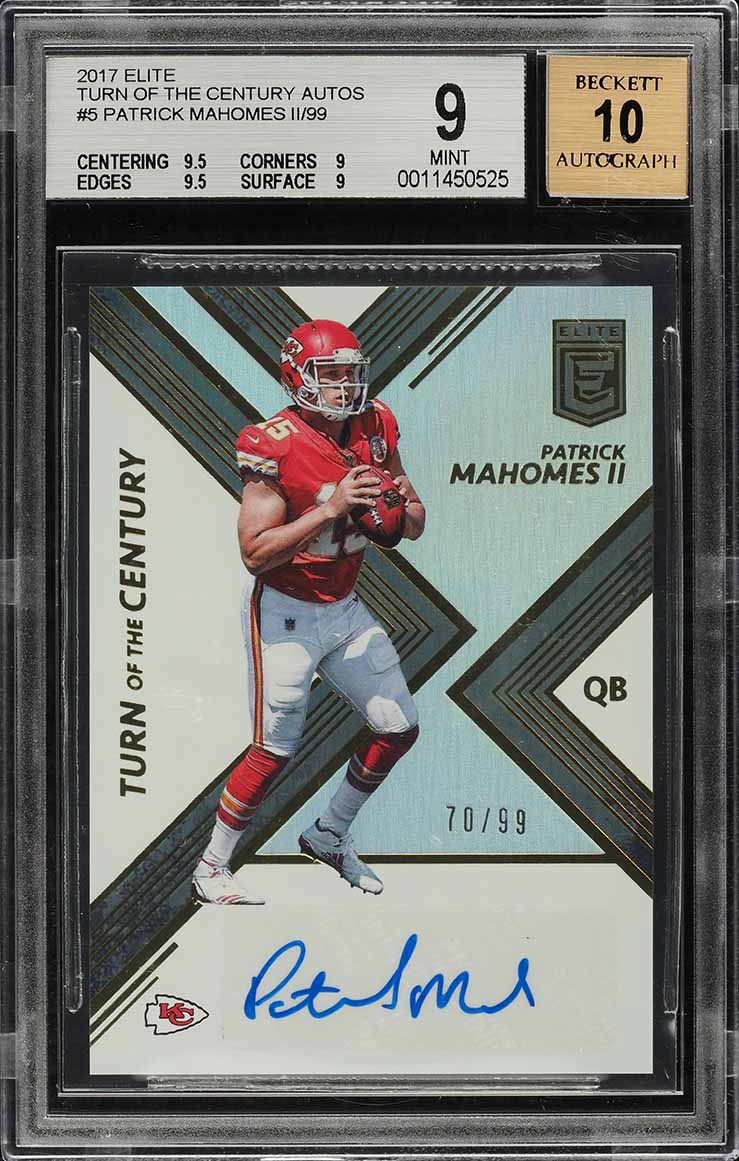 2017 Donruss Elite Turn Of The Century Patrick Mahomes II RC AUTO /99 #TC5 BGS 9