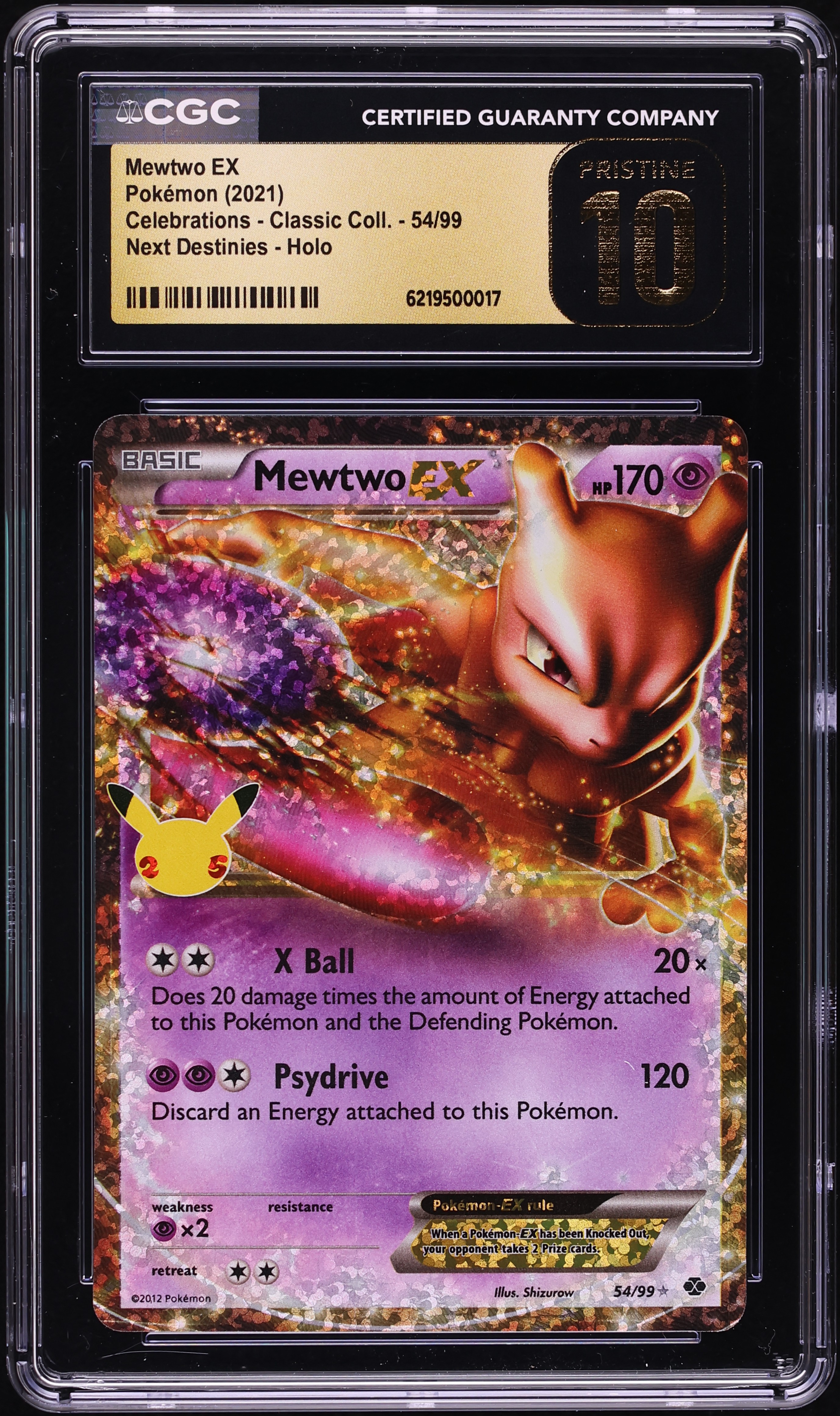 2021 Pokemon Sword & Shield Celebrations Classic Collection Holo Mewtwo Ex #54 CGC 10 PRISTINE