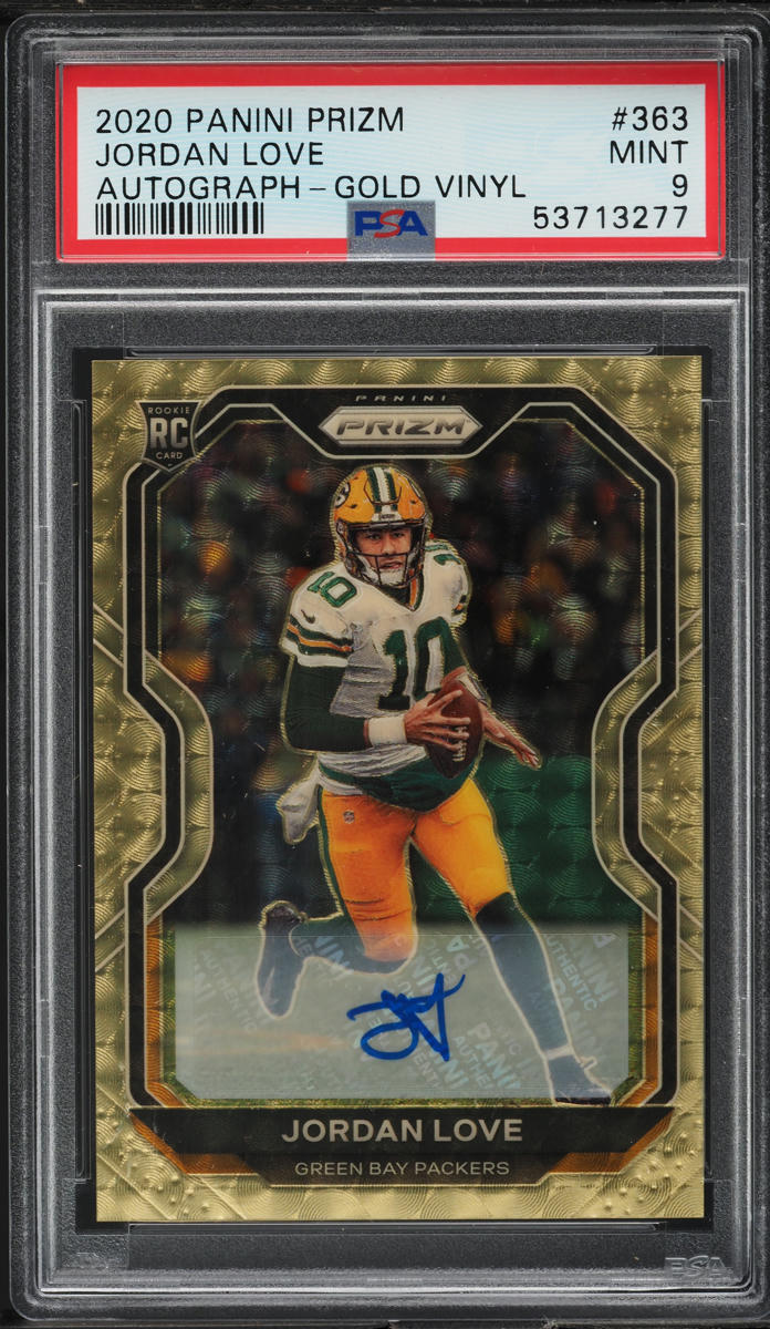 2020 Panini Prizm Gold Vinyl Jordan Love ROOKIE AUTO 5/5 #363 PSA 9 MINT