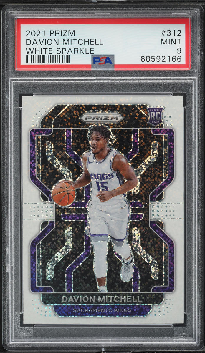 2021 Panini Prizm White Sparkle Davion Mitchell ROOKIE #312 PSA 9 MINT