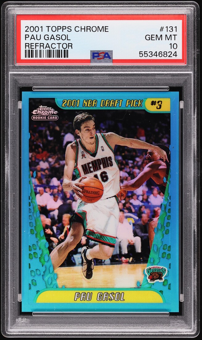 2001 Topps Chrome Refractor Pau Gasol ROOKIE #131 PSA 10 GEM MINT