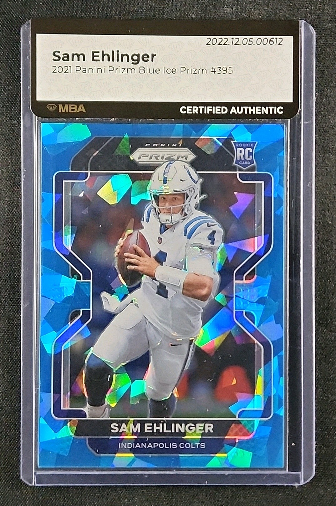 2021 Panini Prizm Blue Ice Sam Ehlinger ROOKIE /99 #395 MBA AUTH