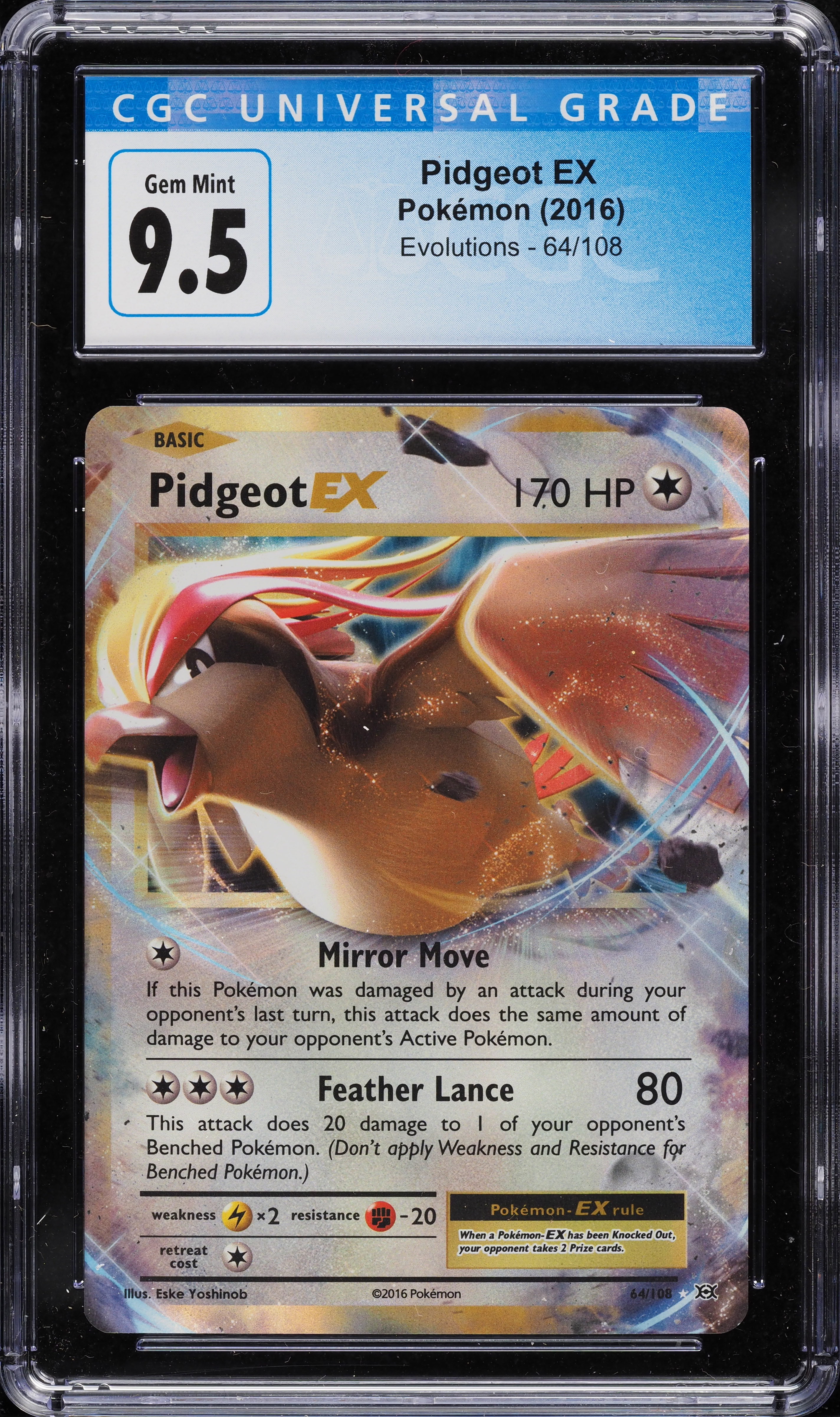 2016 Pokemon XY Evolutions Pidgeot EX #64 CGC 9.5 GEM MINT