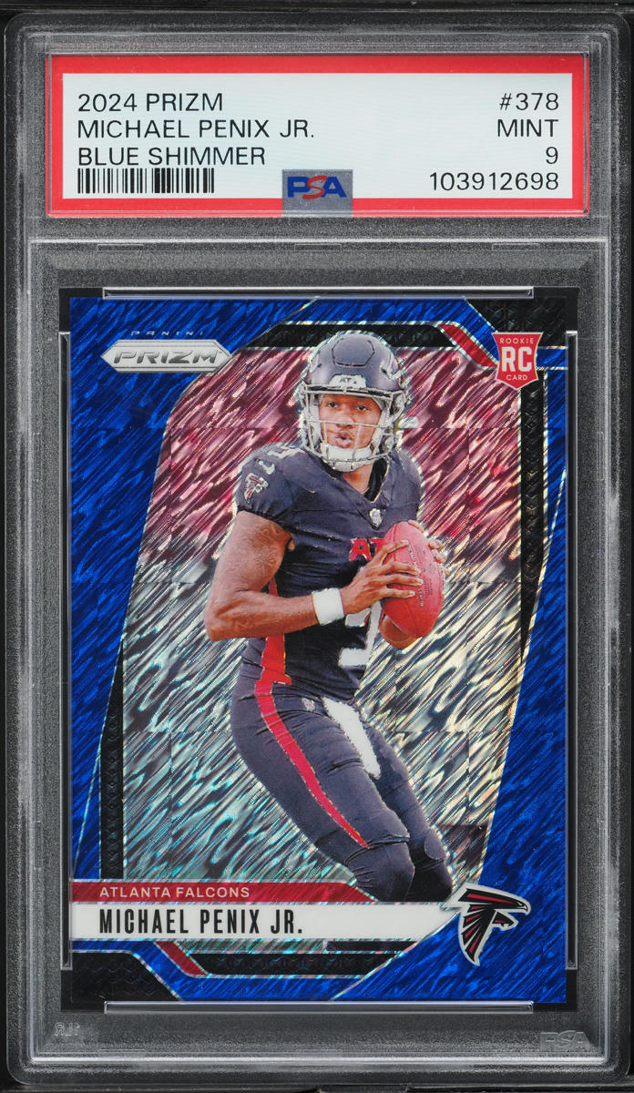 2024 Panini Prizm Blue Shimmer Michael Penix Jr. ROOKIE 25/25 #378 PSA 9 MINT