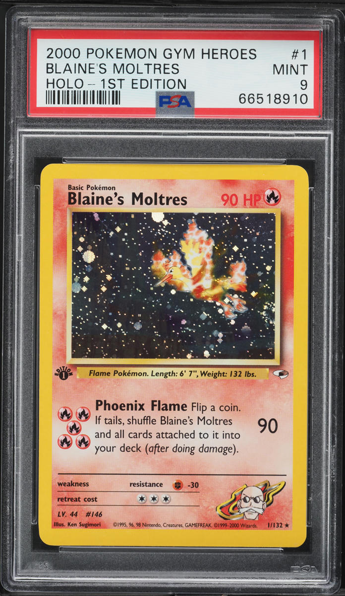 2000 Pokemon Gym Heroes 1st Edition Holo Blaine's Moltres #1 PSA 9 MINT