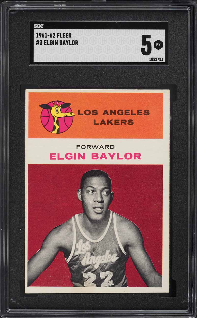 1961 Fleer Basketball Elgin Baylor ROOKIE #3 SGC 5 EX