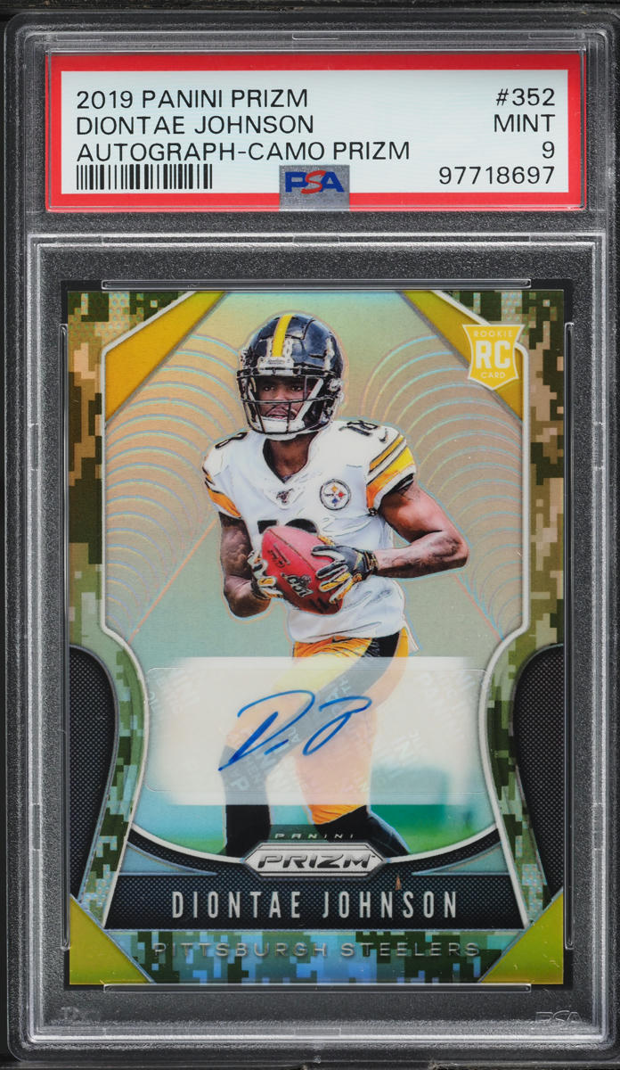 2019 Panini Prizm Camo Diontae Johnson ROOKIE AUTO /25 #352 PSA 9 MINT