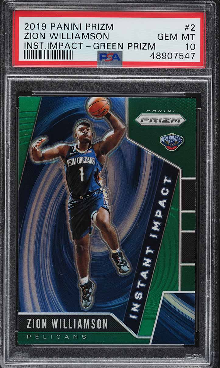 2019 Panini Prizm Instant Impact Green Zion Williamson ROOKIE #2 PSA 10 GEM MINT