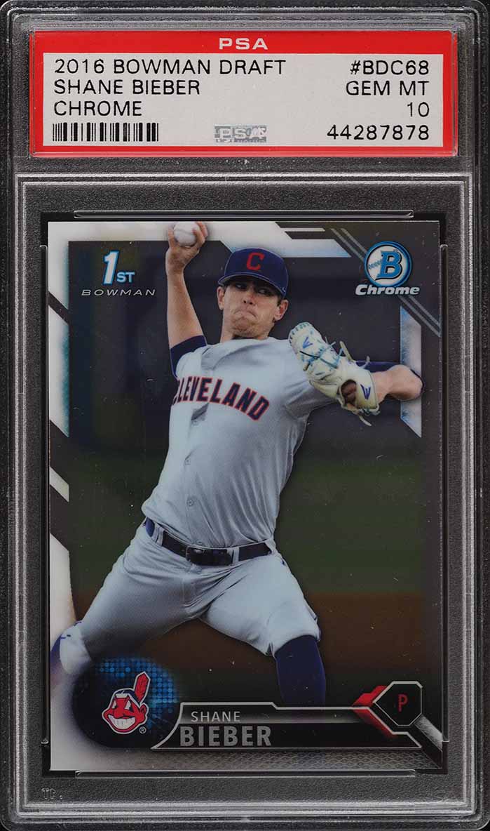 2016 Bowman Chrome Draft Shane Bieber PROSPECT #BDC68 PSA 10 GEM MINT