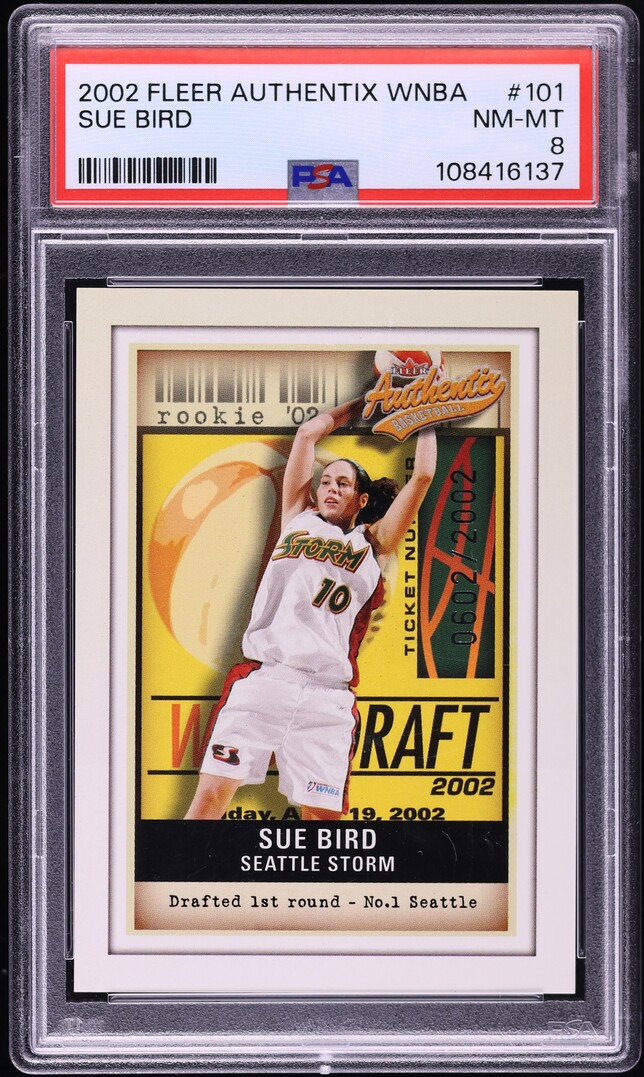 2002 Fleer Authentix WNBA Sue Bird ROOKIE /2002 #101 PSA 8 NM-MT