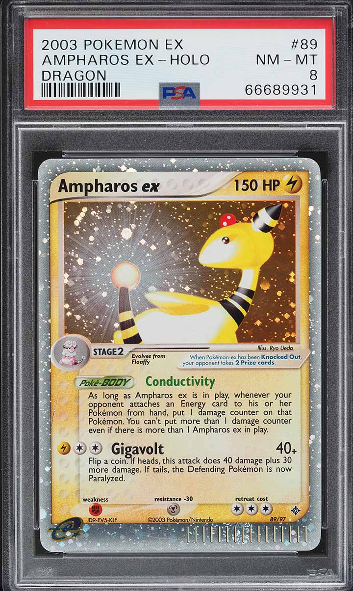 2003 Pokemon EX Dragon Holo Ampharos EX #89 PSA 8 NM-MT