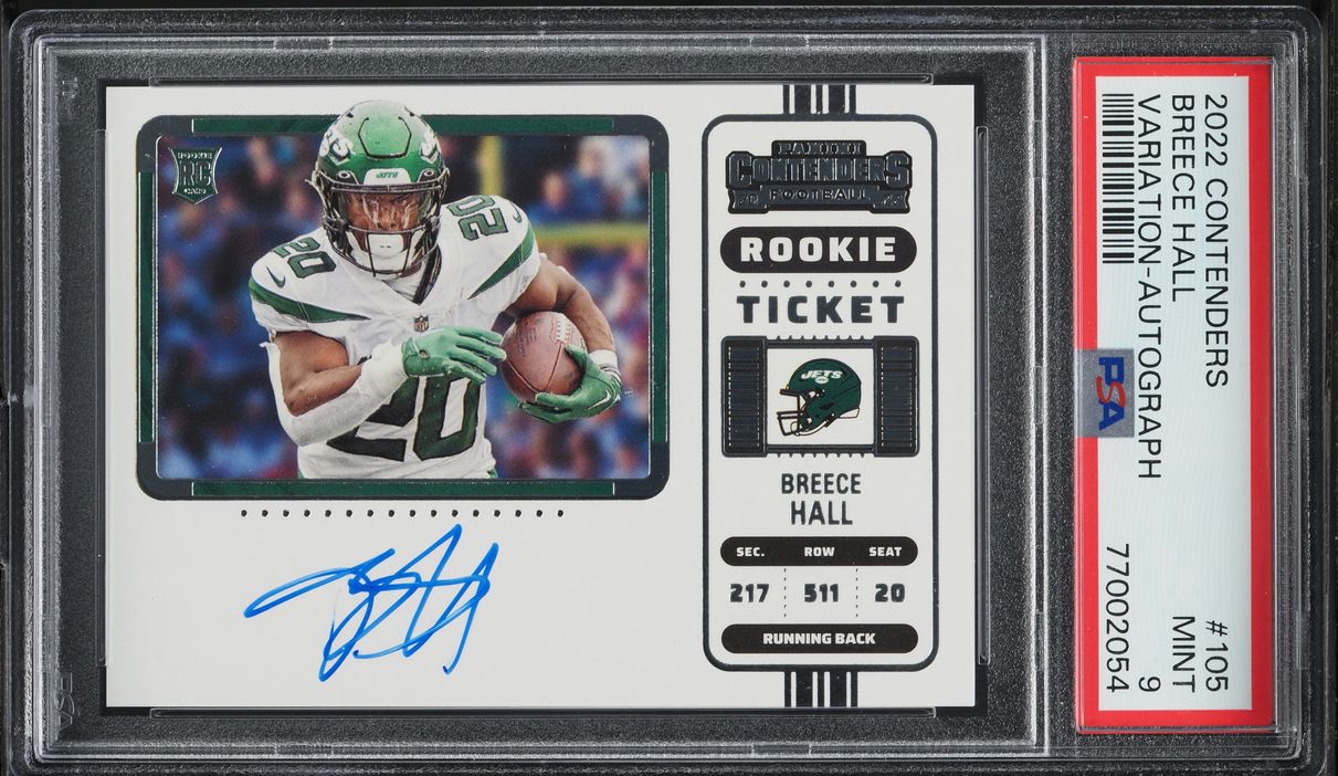 2022 Panini Contenders Variation Breece Hall ROOKIE AUTO #105 PSA 9 MINT