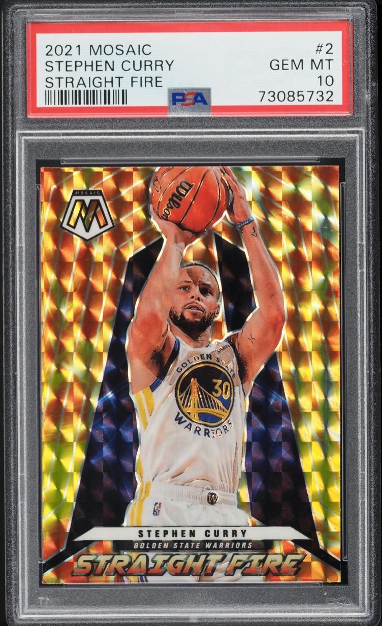 2021 Panini Mosaic Straight Fire Stephen Curry #2 PSA 10 GEM MINT