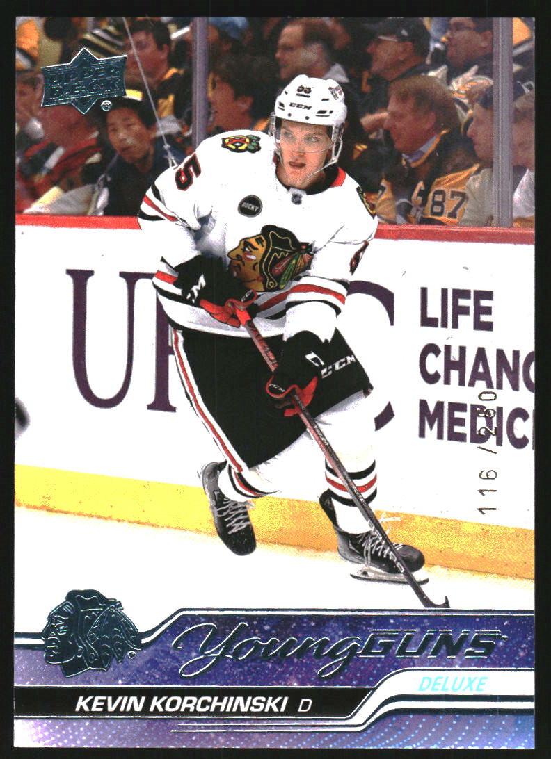 2023-24 Upper Deck Deluxe #486 Kevin Korchinski Young Guns RC Rookie /250