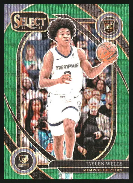 2024-25 Panini Select Courtside Green Wave Prizm #267 Jaylen Wells RC /50