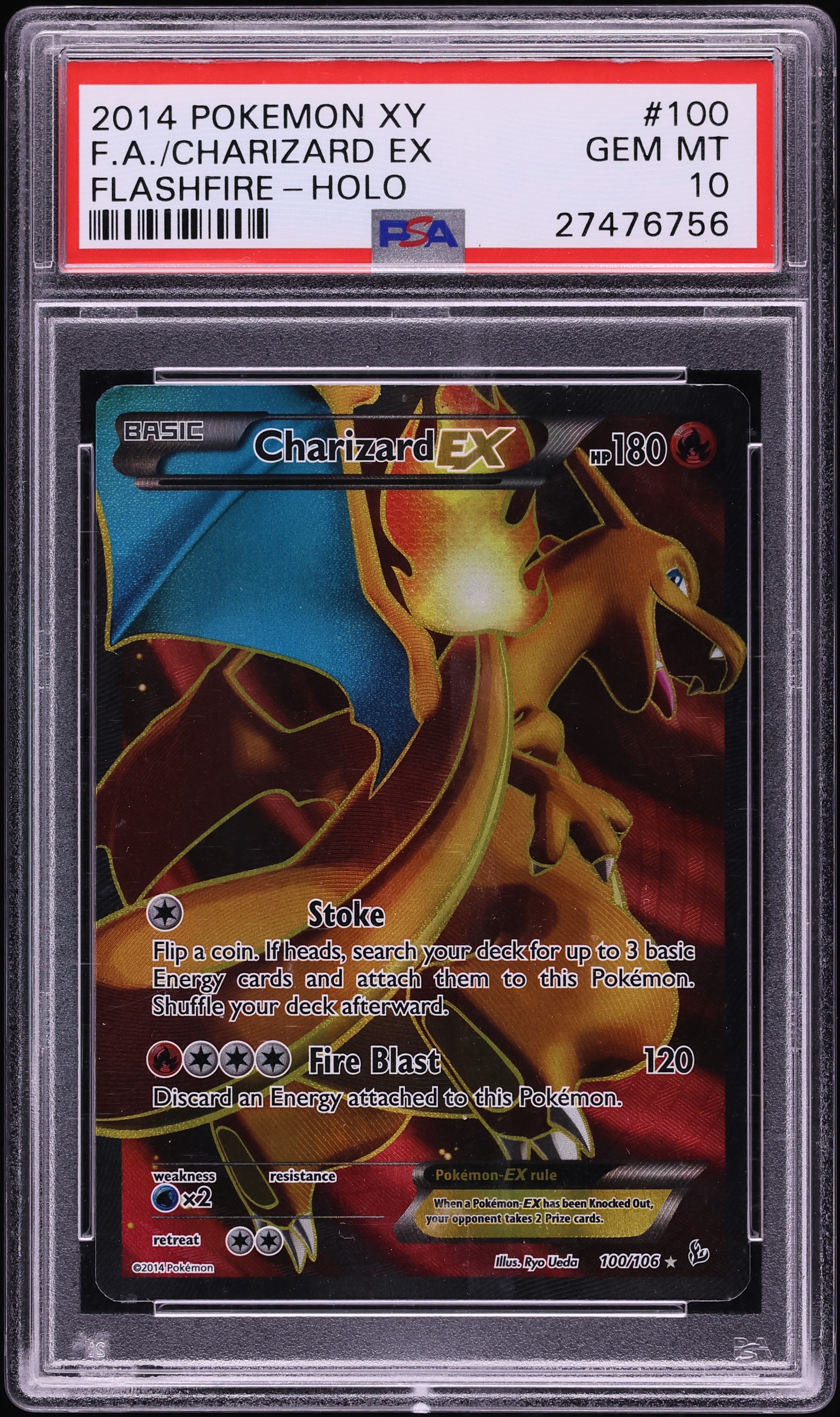 2014 Pokemon XY Flashfire Full Art Charizard EX #100 PSA 10 GEM MINT