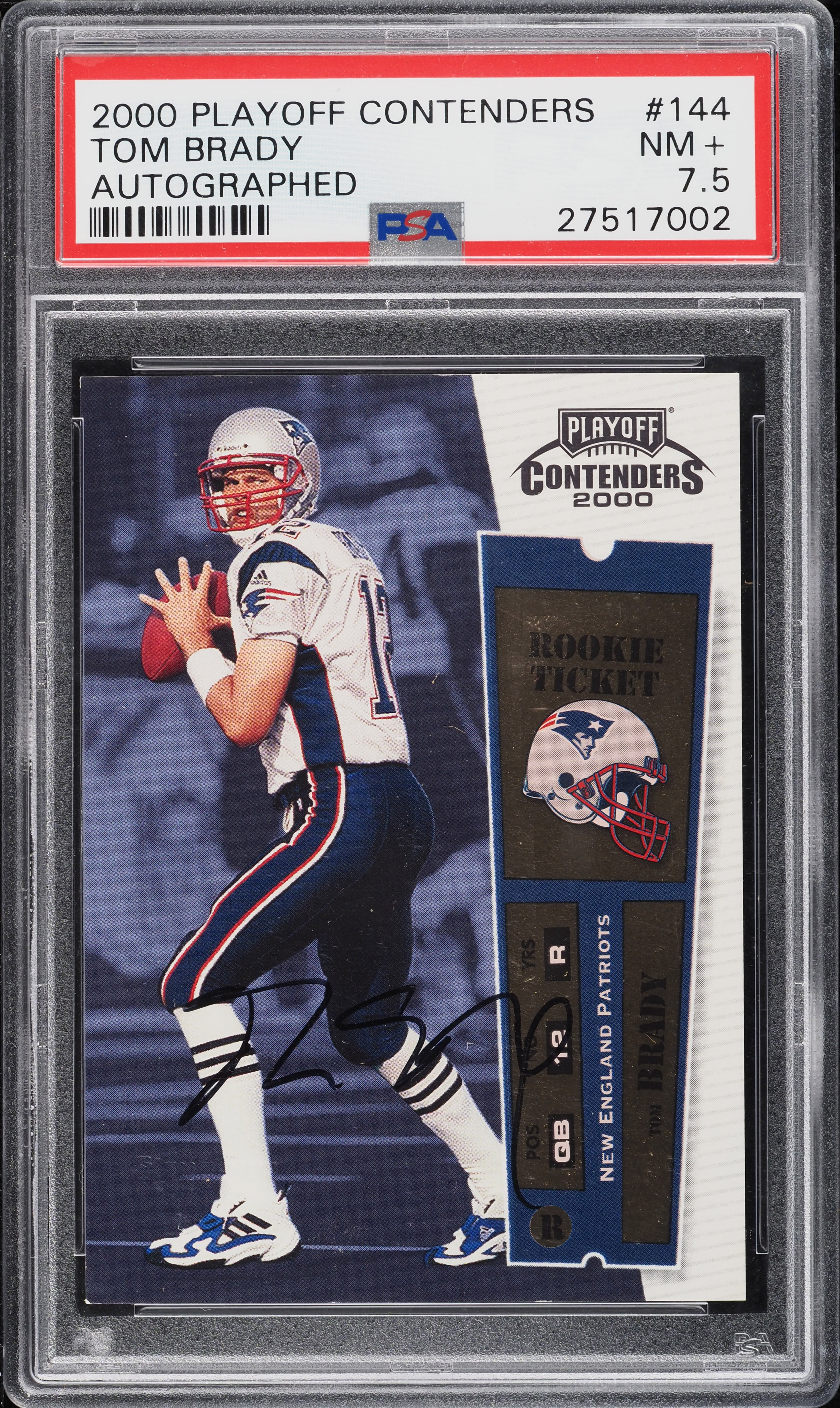 2000 Playoff Contenders Tom Brady ROOKIE AUTO #144 PSA 7.5 NRMT+