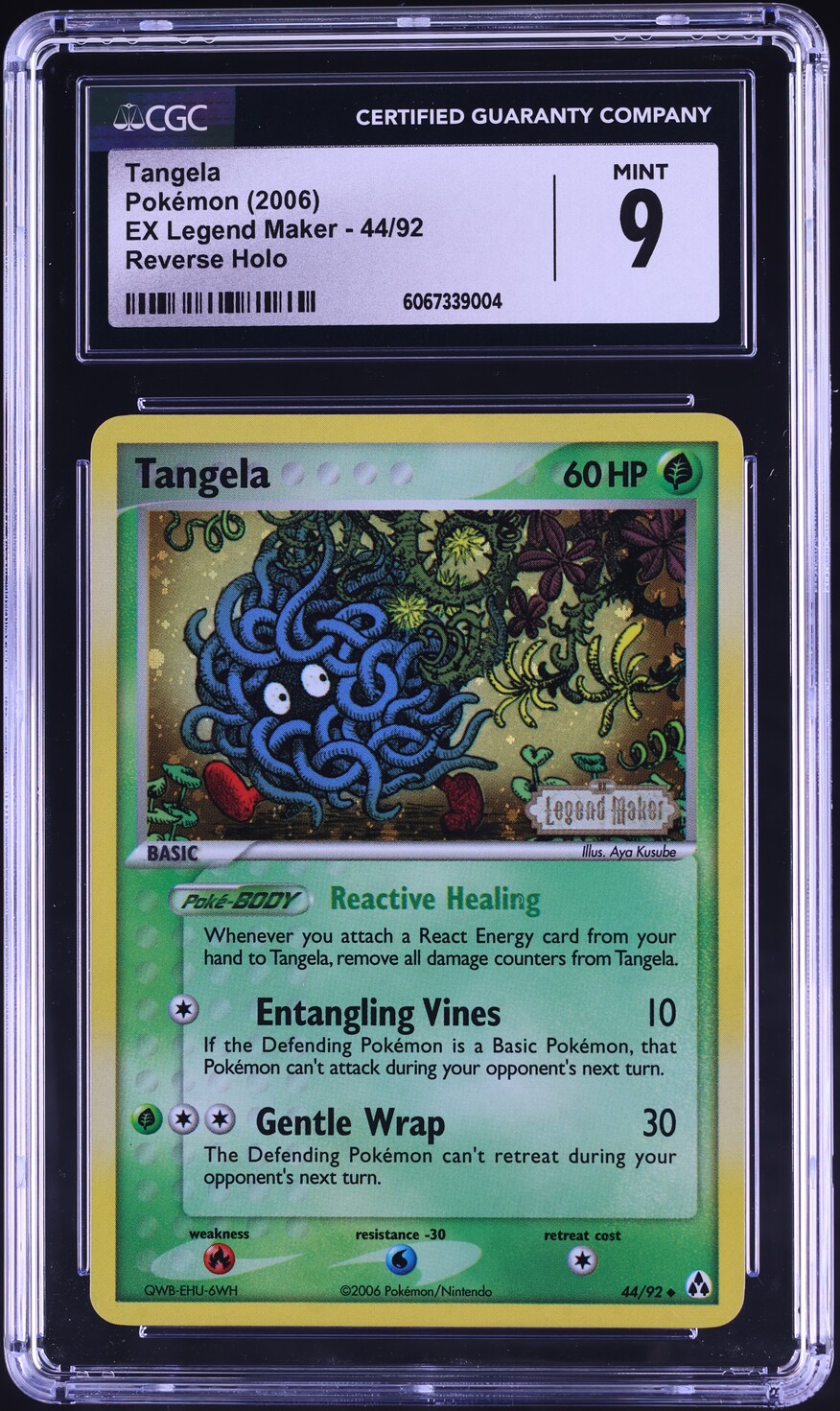 2006 Pokemon EX Legend Maker Reverse Holo Tangela #44 CGC 9 MINT