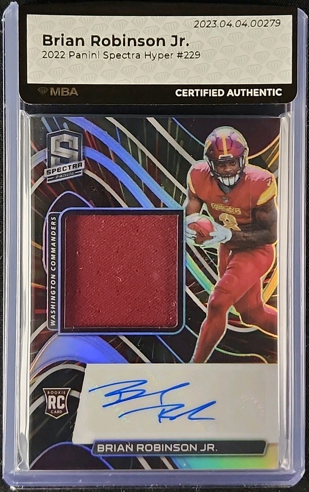 2022 Panini Spectra Hyper Brian Robinson Jr. ROOKIE PATCH AUTO /75 #229 MBA AUTH