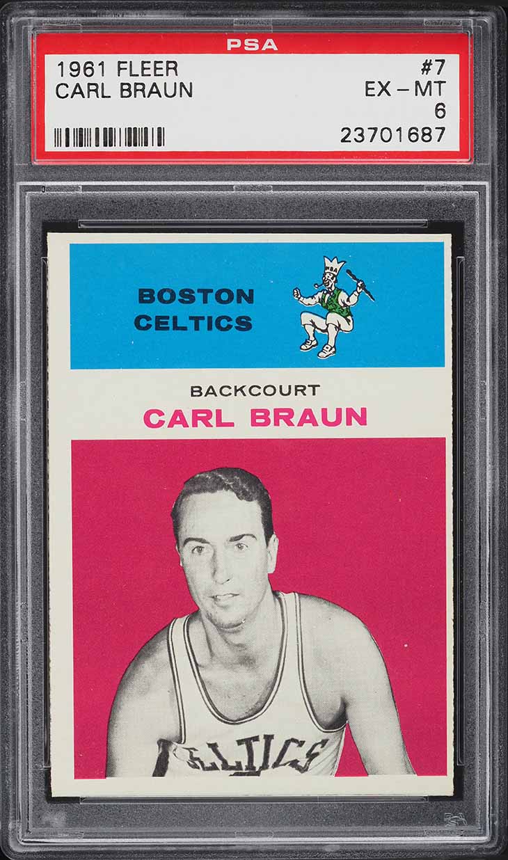 1961 Fleer Basketball Carl Braun #7 PSA 6 EXMT