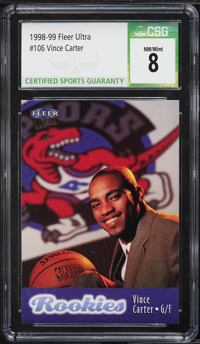 1998 Ultra Basketball Vince Carter ROOKIE #106 CSG 8 NM-MT