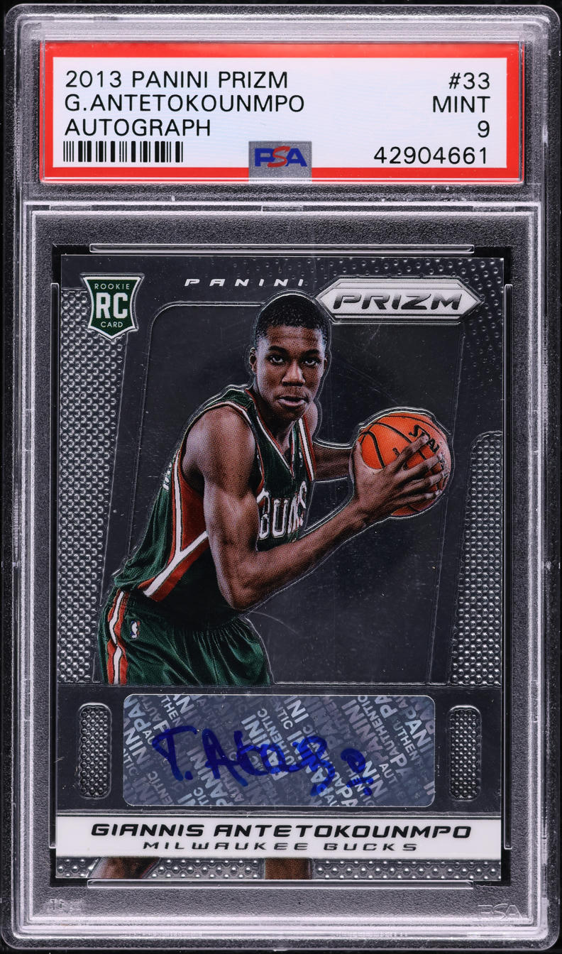 2013 Panini Prizm Giannis Antetokounmpo ROOKIE AUTO #33 PSA 9 MINT