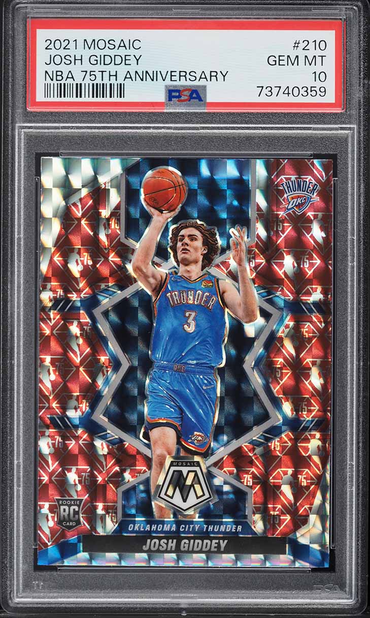 2021 Panini Mosaic NBA 75th Anniversary Josh Giddey ROOKIE /75 #210 PSA 10 GEM