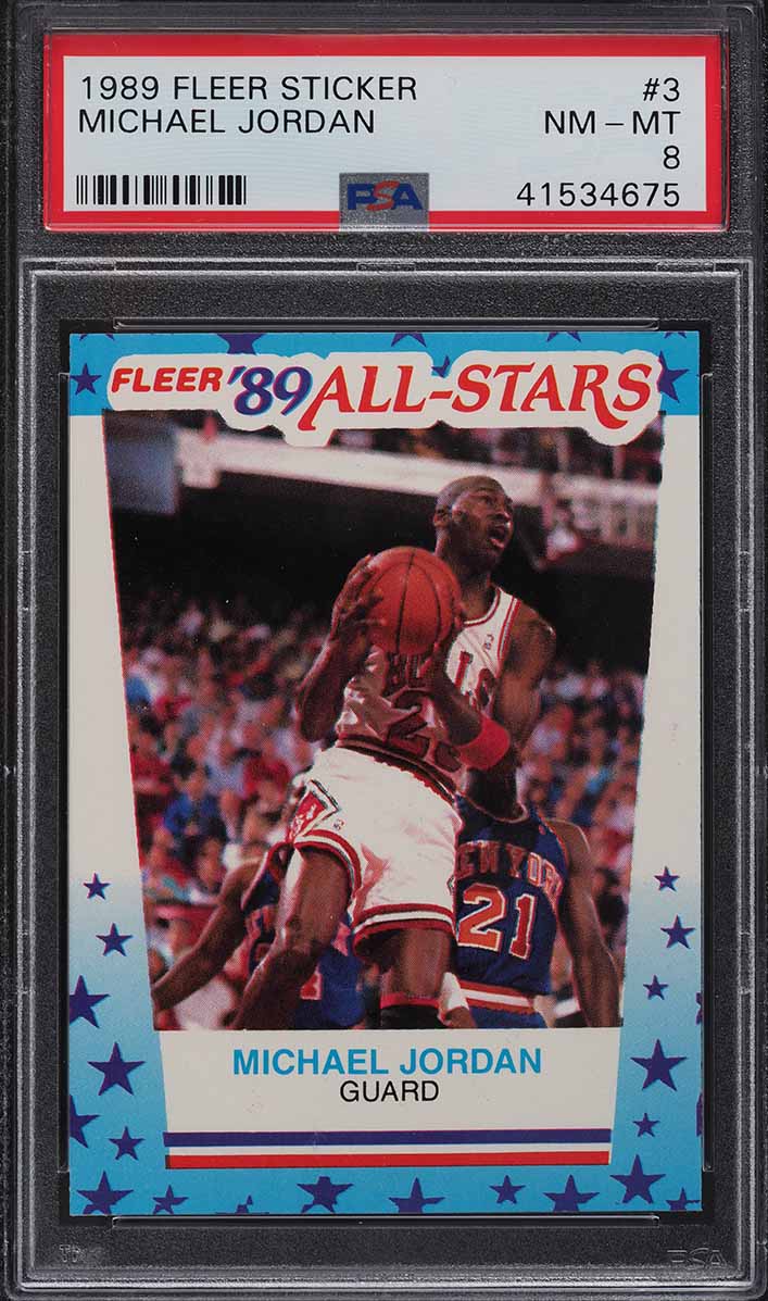 1989 Fleer Sticker Michael Jordan #3 PSA 8 NM-MT
